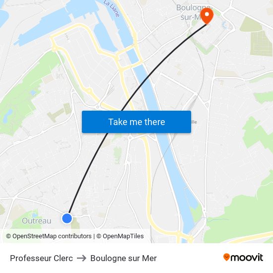 Professeur Clerc to Boulogne sur Mer map