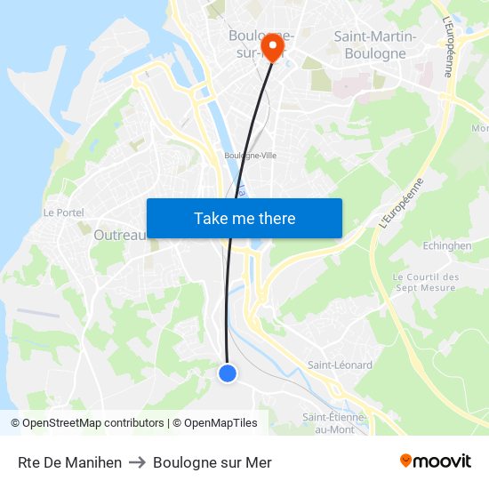 Rte De Manihen to Boulogne sur Mer map