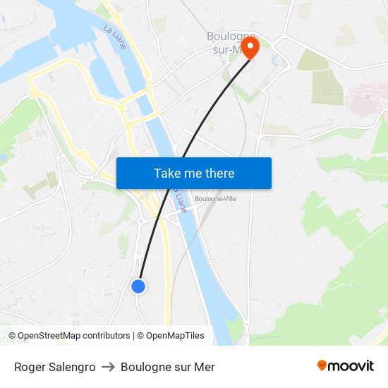 Roger Salengro to Boulogne sur Mer map