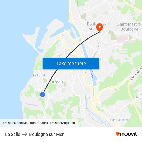 La Salle to Boulogne sur Mer map