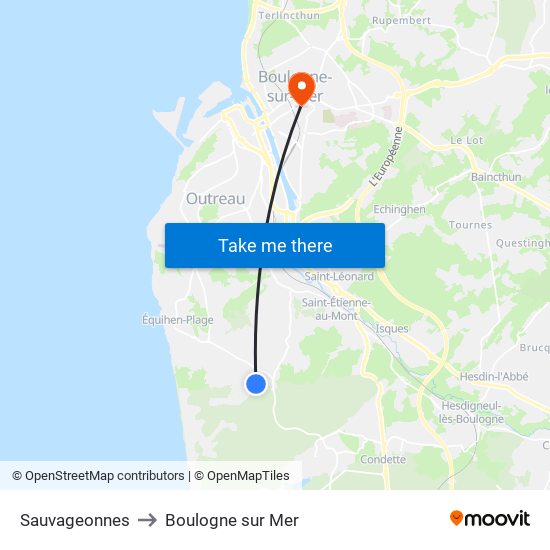 Sauvageonnes to Boulogne sur Mer map