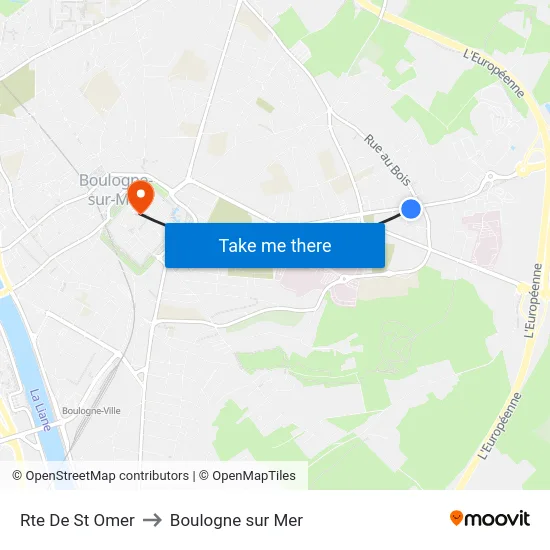 Rte De St Omer to Boulogne sur Mer map