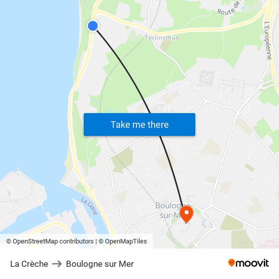La Crèche to Boulogne sur Mer map