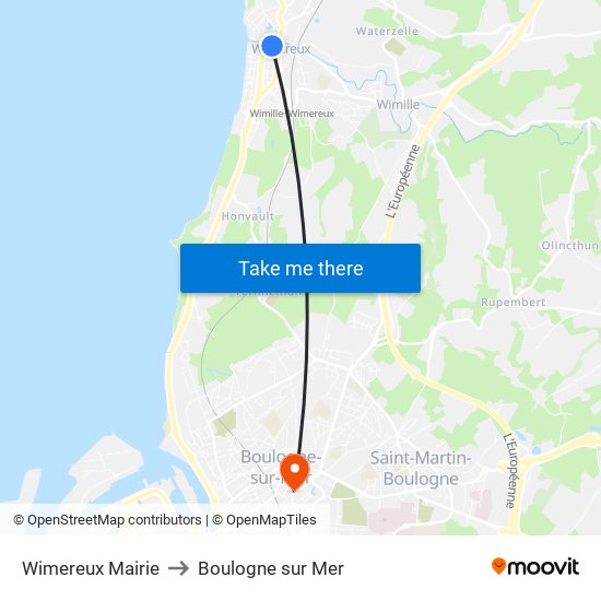 Wimereux Mairie to Boulogne sur Mer map