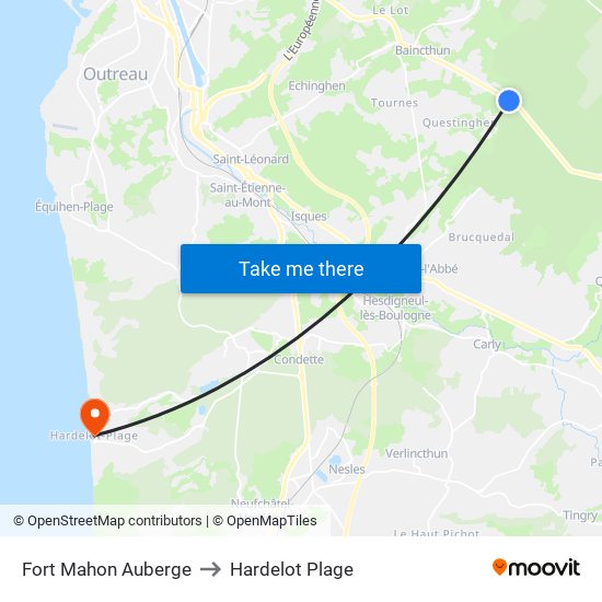 Fort Mahon Auberge to Hardelot Plage map