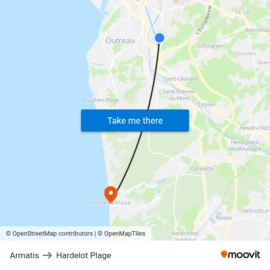 Armatis to Hardelot Plage map