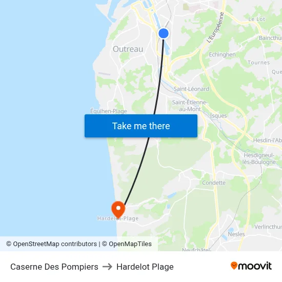 Caserne Des Pompiers to Hardelot Plage map