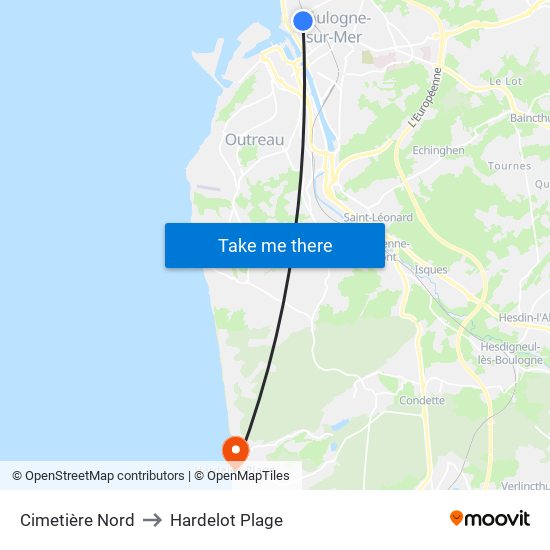 Cimetière Nord to Hardelot Plage map