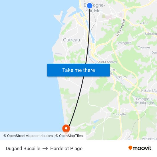 Dugand Bucaille to Hardelot Plage map