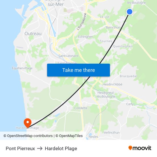 Pont Pierreux to Hardelot Plage map