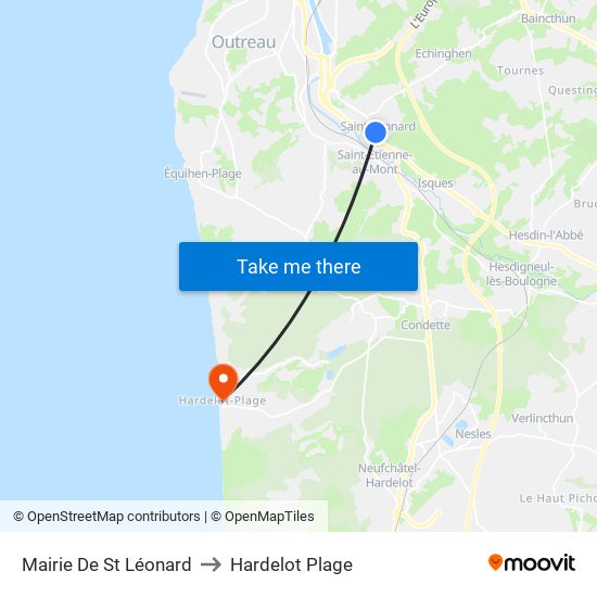 Mairie De St Léonard to Hardelot Plage map