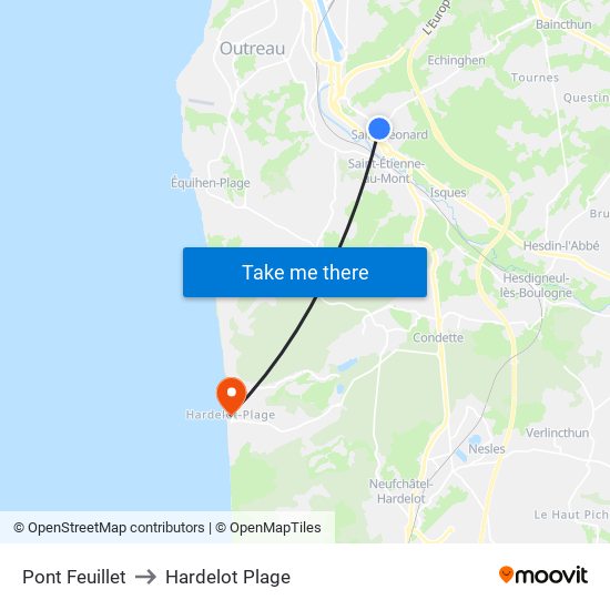 Pont Feuillet to Hardelot Plage map