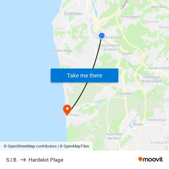 S.I.B. to Hardelot Plage map