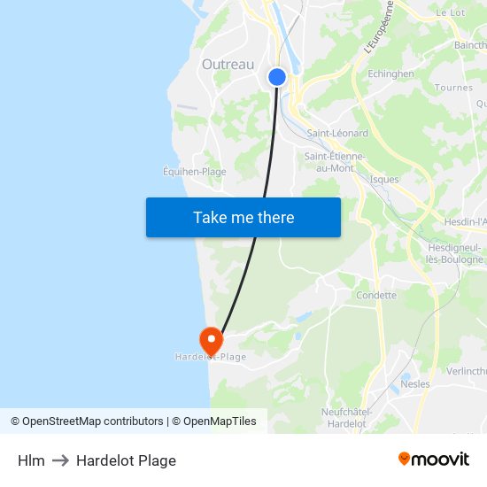 Hlm to Hardelot Plage map