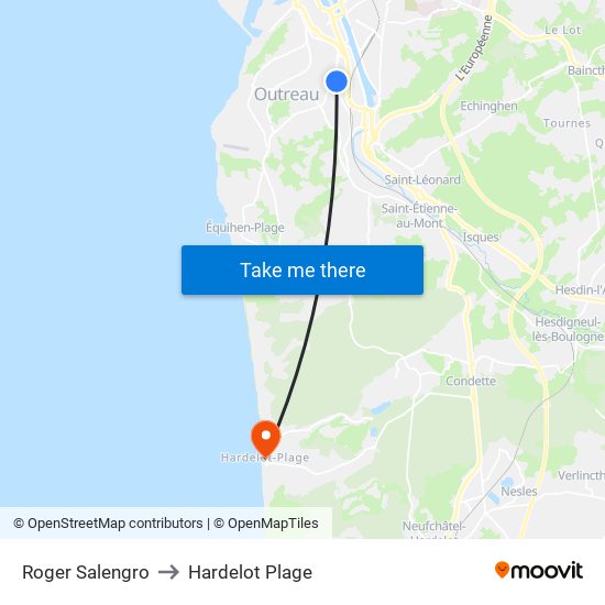 Roger Salengro to Hardelot Plage map