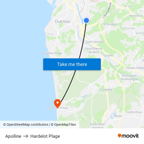 Apolline to Hardelot Plage map