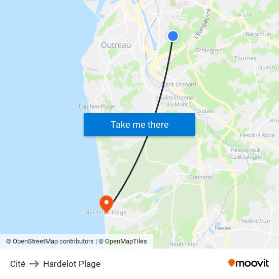 Cité to Hardelot Plage map