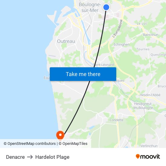 Denacre to Hardelot Plage map