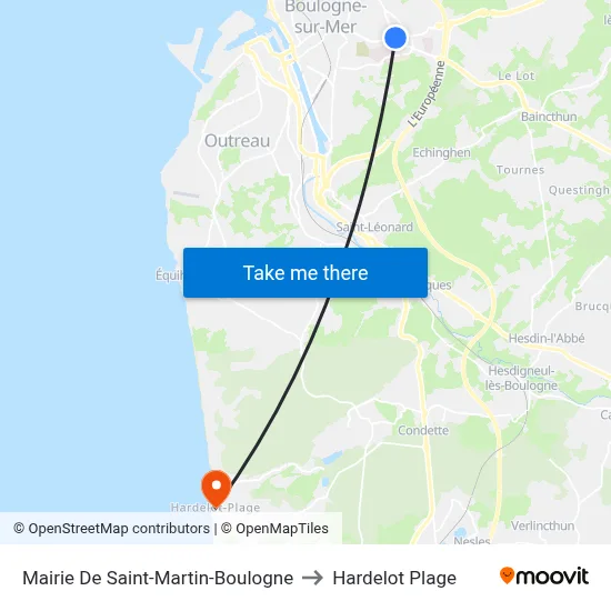 Mairie De Saint-Martin-Boulogne to Hardelot Plage map