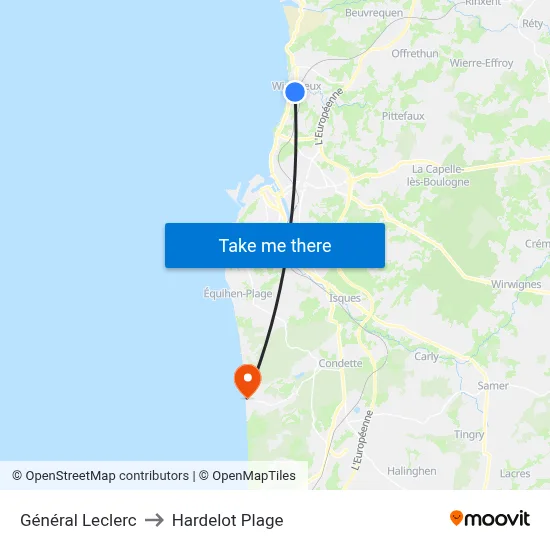 Général Leclerc to Hardelot Plage map