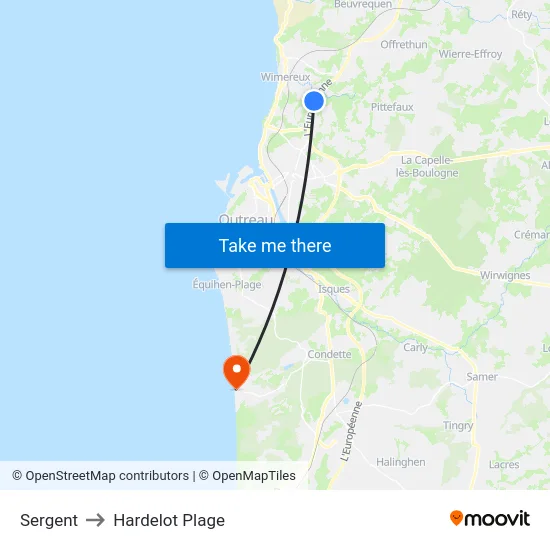 Sergent to Hardelot Plage map