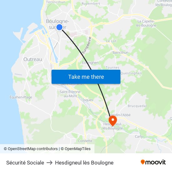 Sécurité Sociale to Hesdigneul lès Boulogne map