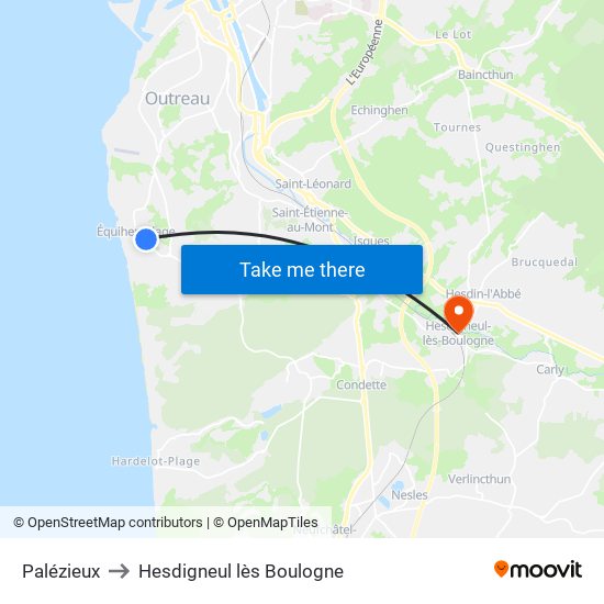 Palézieux to Hesdigneul lès Boulogne map