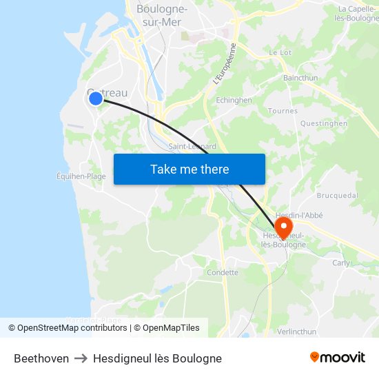 Beethoven to Hesdigneul lès Boulogne map