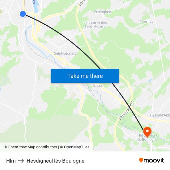 Hlm to Hesdigneul lès Boulogne map