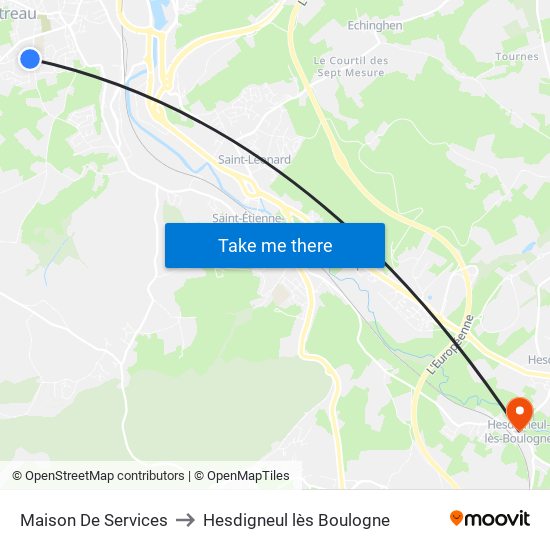 Maison De Services to Hesdigneul lès Boulogne map