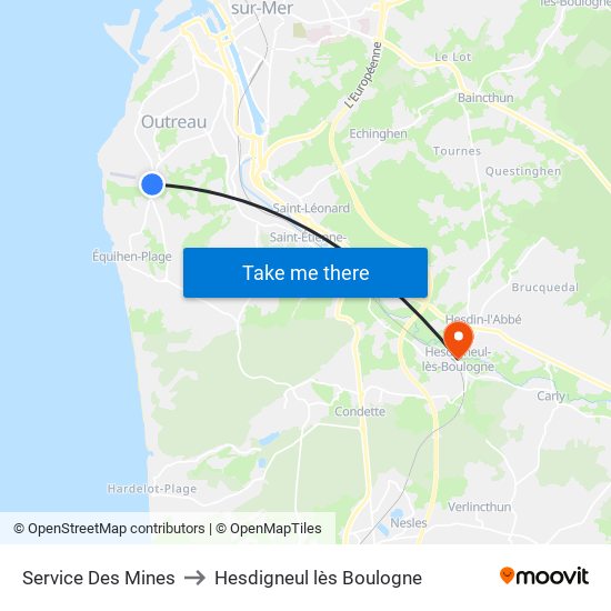 Service Des Mines to Hesdigneul lès Boulogne map