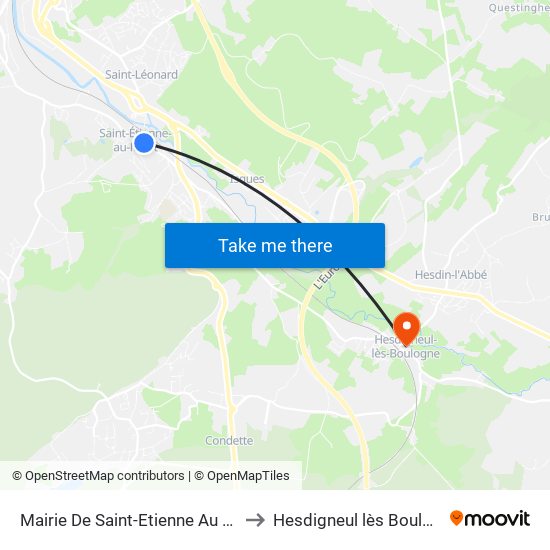 Mairie De Saint-Etienne Au Mont to Hesdigneul lès Boulogne map