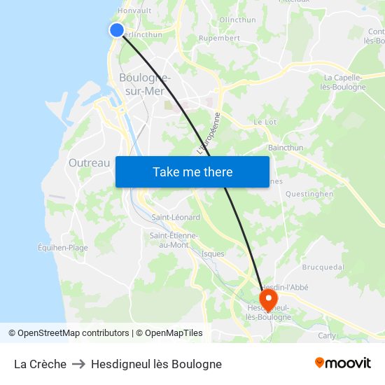 La Crèche to Hesdigneul lès Boulogne map