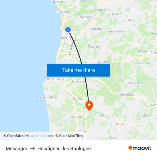 Messager to Hesdigneul lès Boulogne map