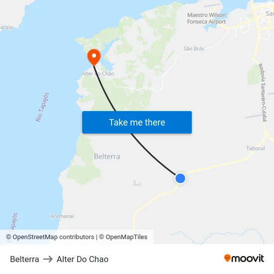 Belterra to Alter Do Chao map