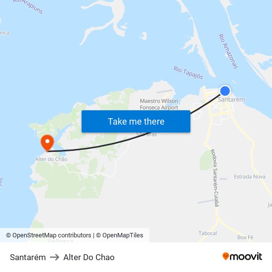 Santarém to Alter Do Chao map