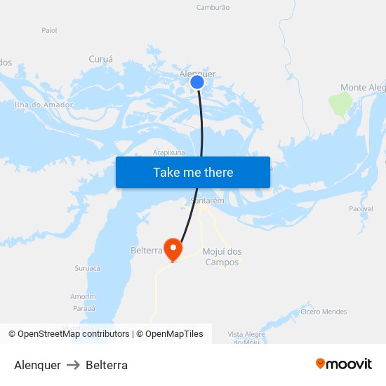 Alenquer to Belterra map