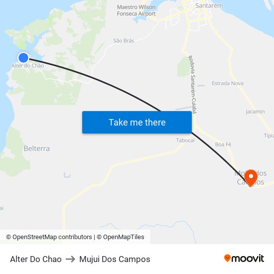Alter Do Chao to Mujui Dos Campos map