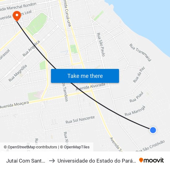 Jutaí Com Santarém to Universidade do Estado do Pará (UEPA) map