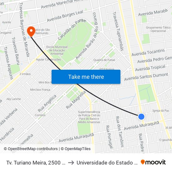 Tv. Turiano Meira, 2500 | Frigo Tapajós to Universidade do Estado do Pará (UEPA) map