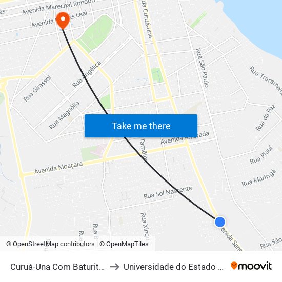 Curuá-Una Com Baturité | Sentido Sul to Universidade do Estado do Pará (UEPA) map