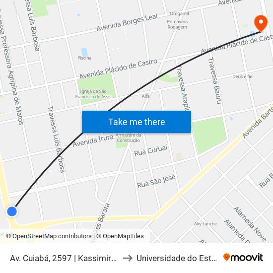 Av. Cuiabá, 2597 | Kassimiro Material De Construção to Universidade do Estado do Pará (UEPA) map