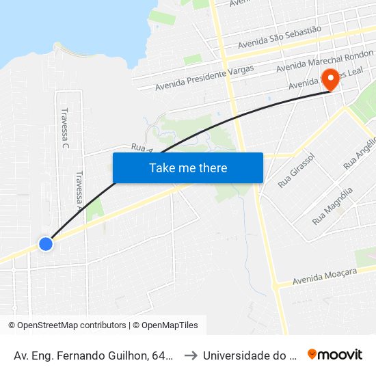 Av. Eng. Fernando Guilhon, 6447 | Oposto Ao Rio Tapajós Shopping to Universidade do Estado do Pará (UEPA) map