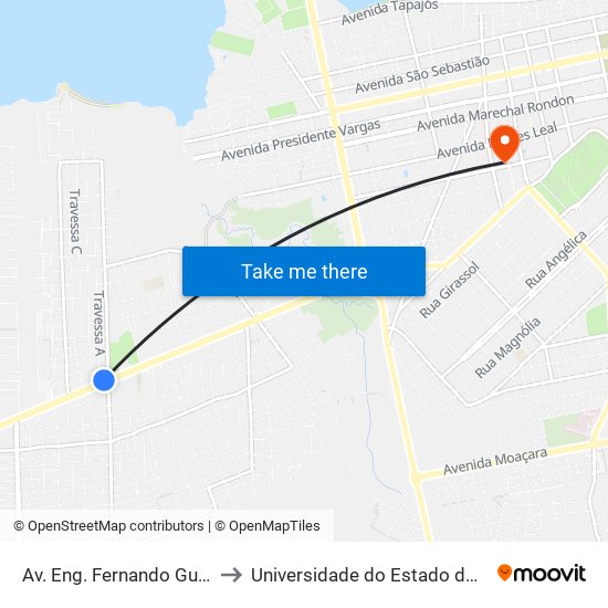 Av. Eng. Fernando Guilhon, 7054 to Universidade do Estado do Pará (UEPA) map