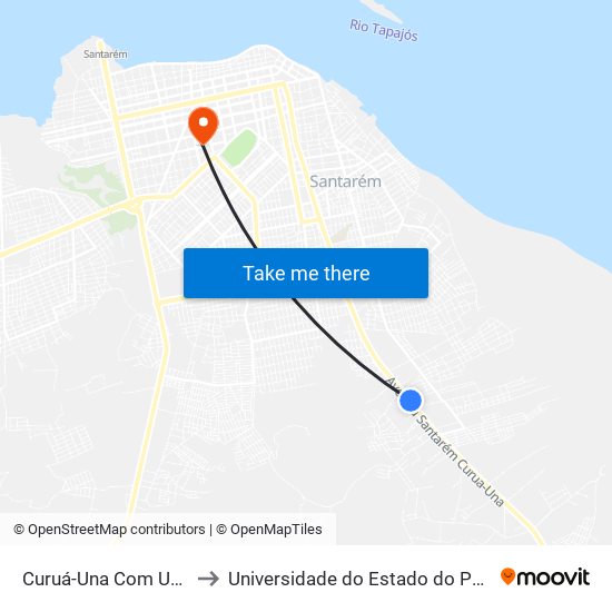 Curuá-Una Com Ubirajara to Universidade do Estado do Pará (UEPA) map