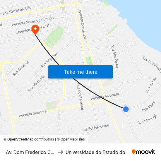 Av. Dom Frederico Costa, 3576 to Universidade do Estado do Pará (UEPA) map