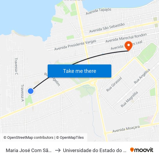 Maria José Com São Marcos to Universidade do Estado do Pará (UEPA) map