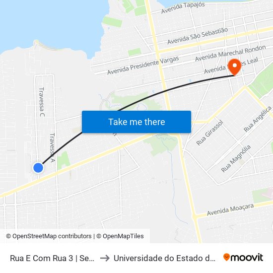 Rua E Com Rua 3 | Sentido Norte to Universidade do Estado do Pará (UEPA) map