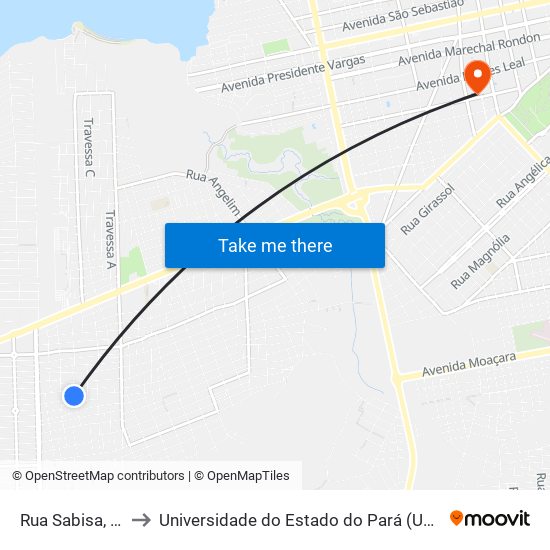 Rua Sabisa, 28 to Universidade do Estado do Pará (UEPA) map