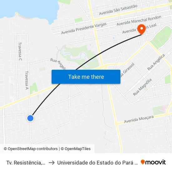 Tv. Resistência, 173 to Universidade do Estado do Pará (UEPA) map